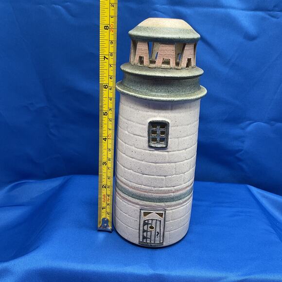 Vintage Gills Rock Stoneware Pottery Lighthouse Oil Lamp Light 8in - Picture 12 of 12